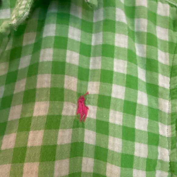 Polo Ralph Lauren green gingham button down girls 16 - Picture 3 of 9